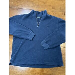 Rod And Gunn Pullover 1/4 Zip Sweater Men's Size Large Blue Long Sleeve